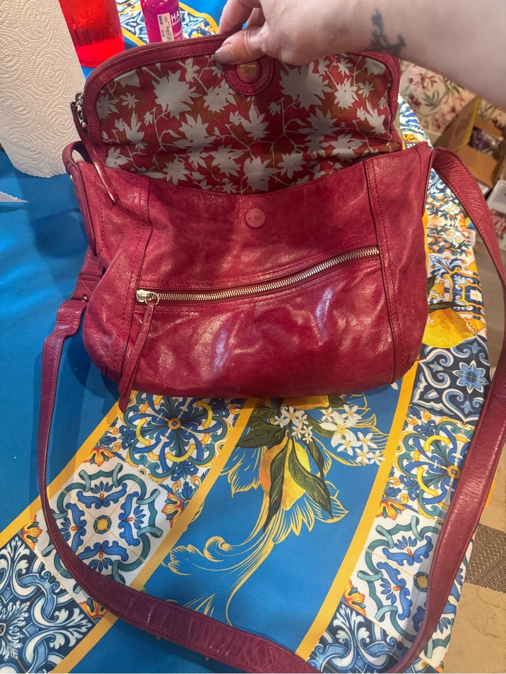 HOBO Raspberry Red Leather Shoulder Bag - Picture 3 of 7